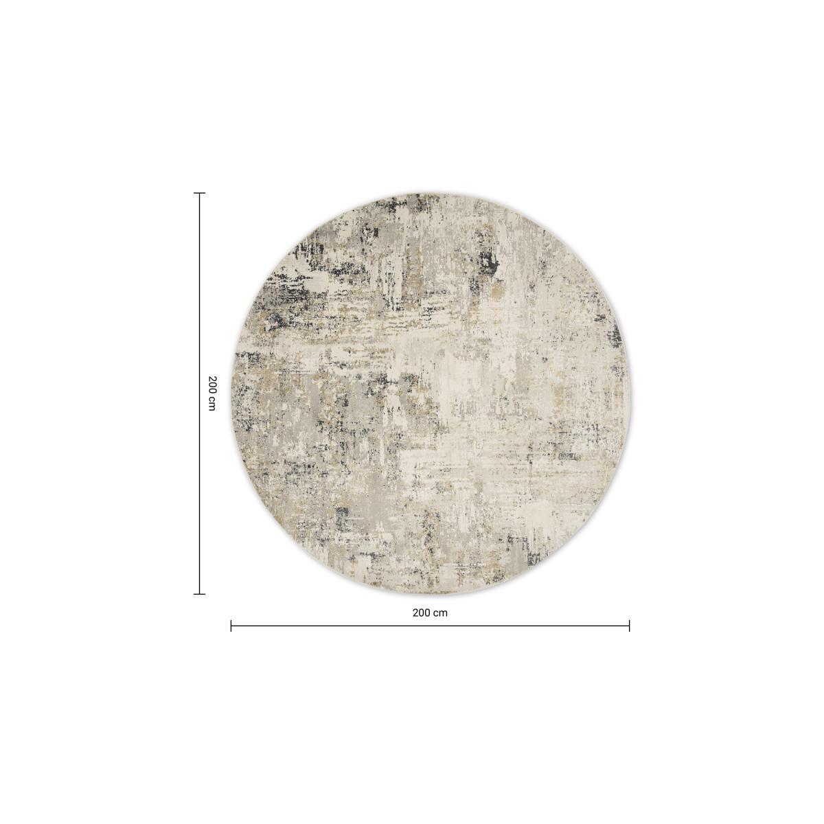 Epicoco Luxury Viscose Round Rug, Large 200cm, Antique Gold & Grey – image 7