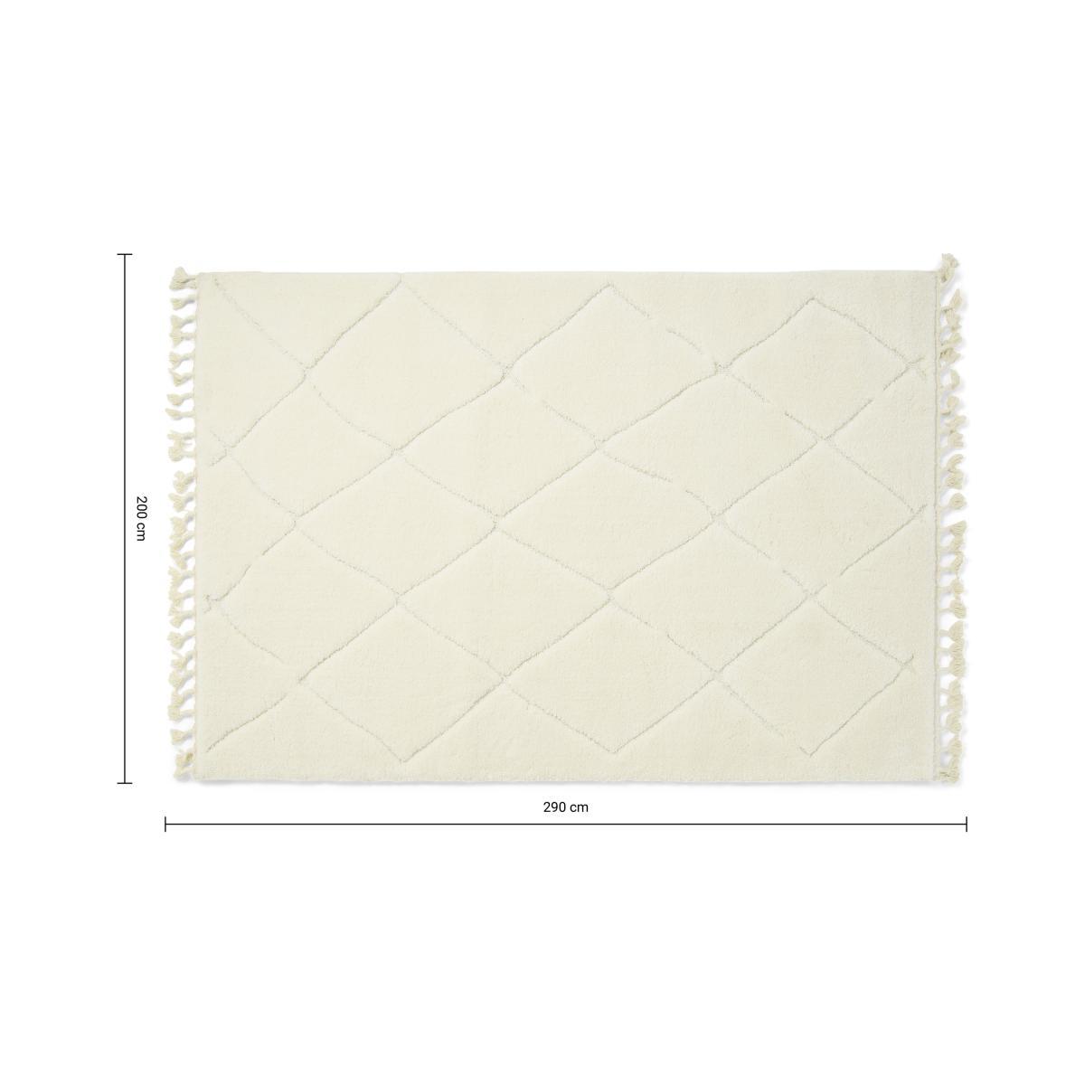 Kameli Diamond High Pile Berber Style Rug, X Large 200 x 290cm, Off-White – image 7