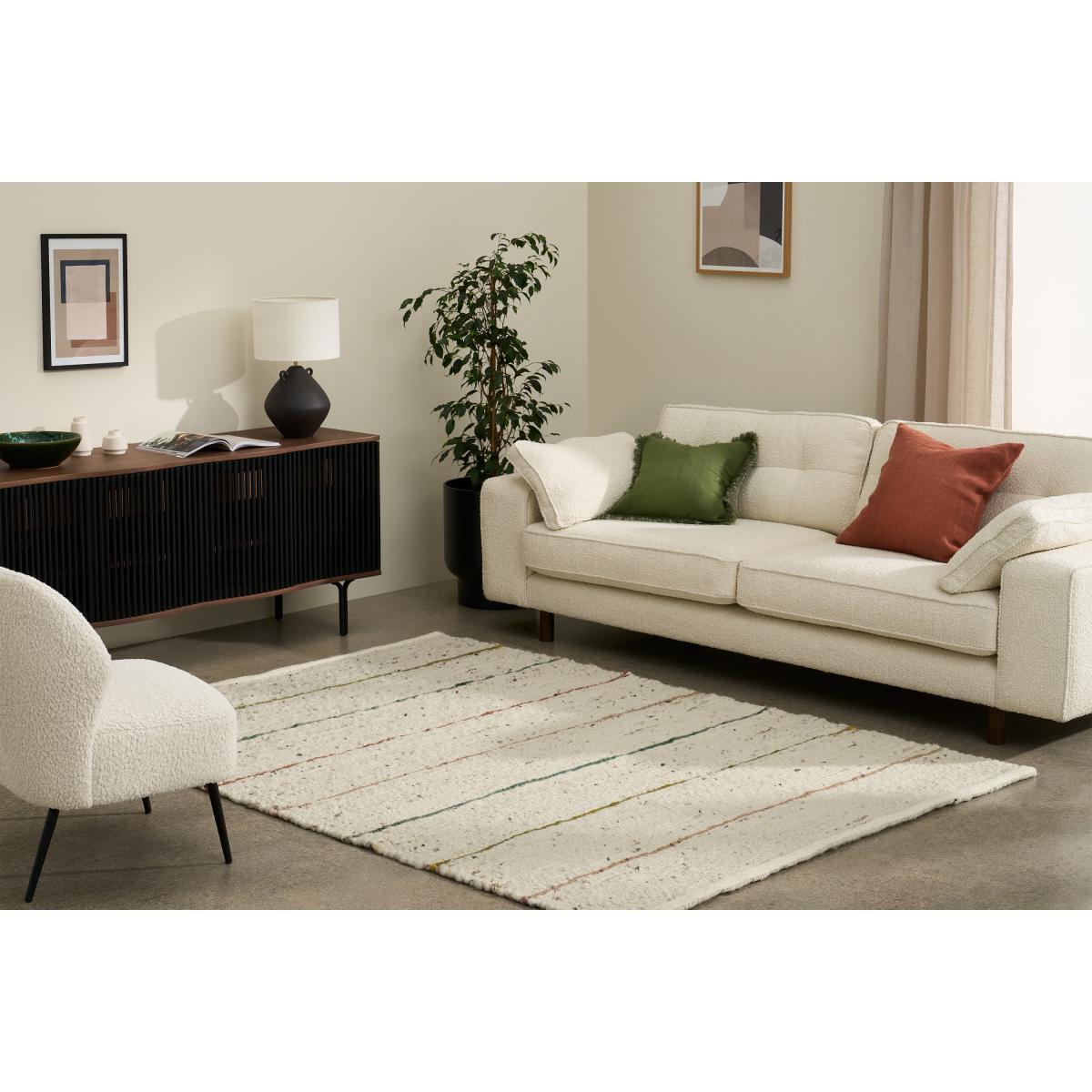Tomillo Striped Wool Rug, Extra Large 200 x 300cm, Natural – image 4