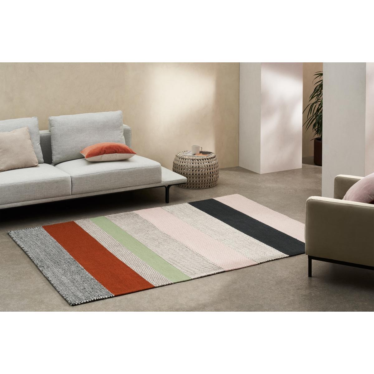 Malay Striped Wool Rug, Large 160 x 230cm, Charcoal & Terracotta – image 3