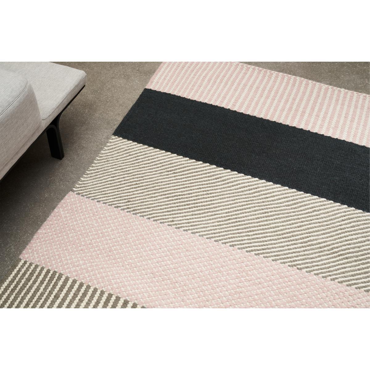 Malay Striped Wool Rug, Large 160 x 230cm, Charcoal & Terracotta – image 4