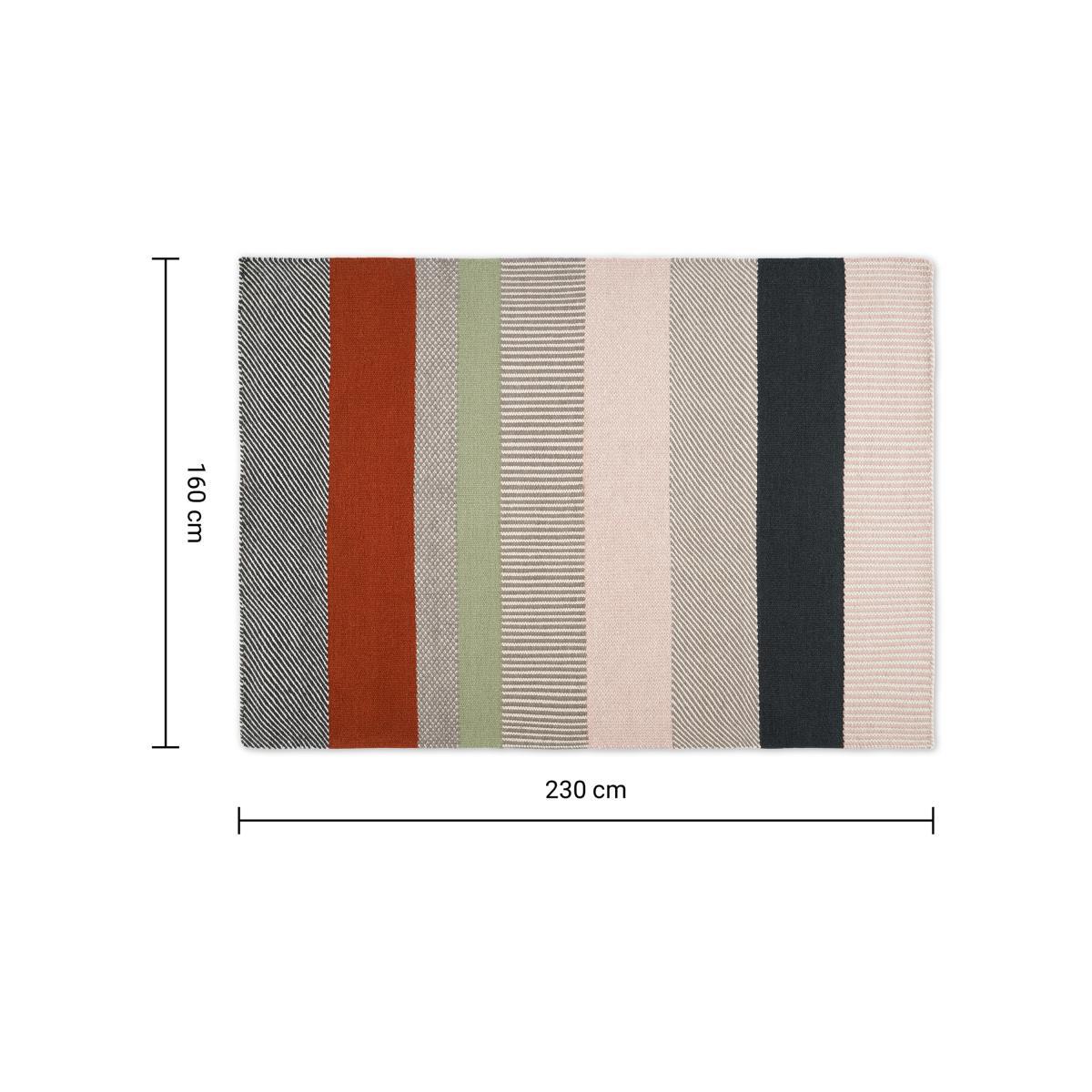 Malay Striped Wool Rug, Large 160 x 230cm, Charcoal & Terracotta – image 7