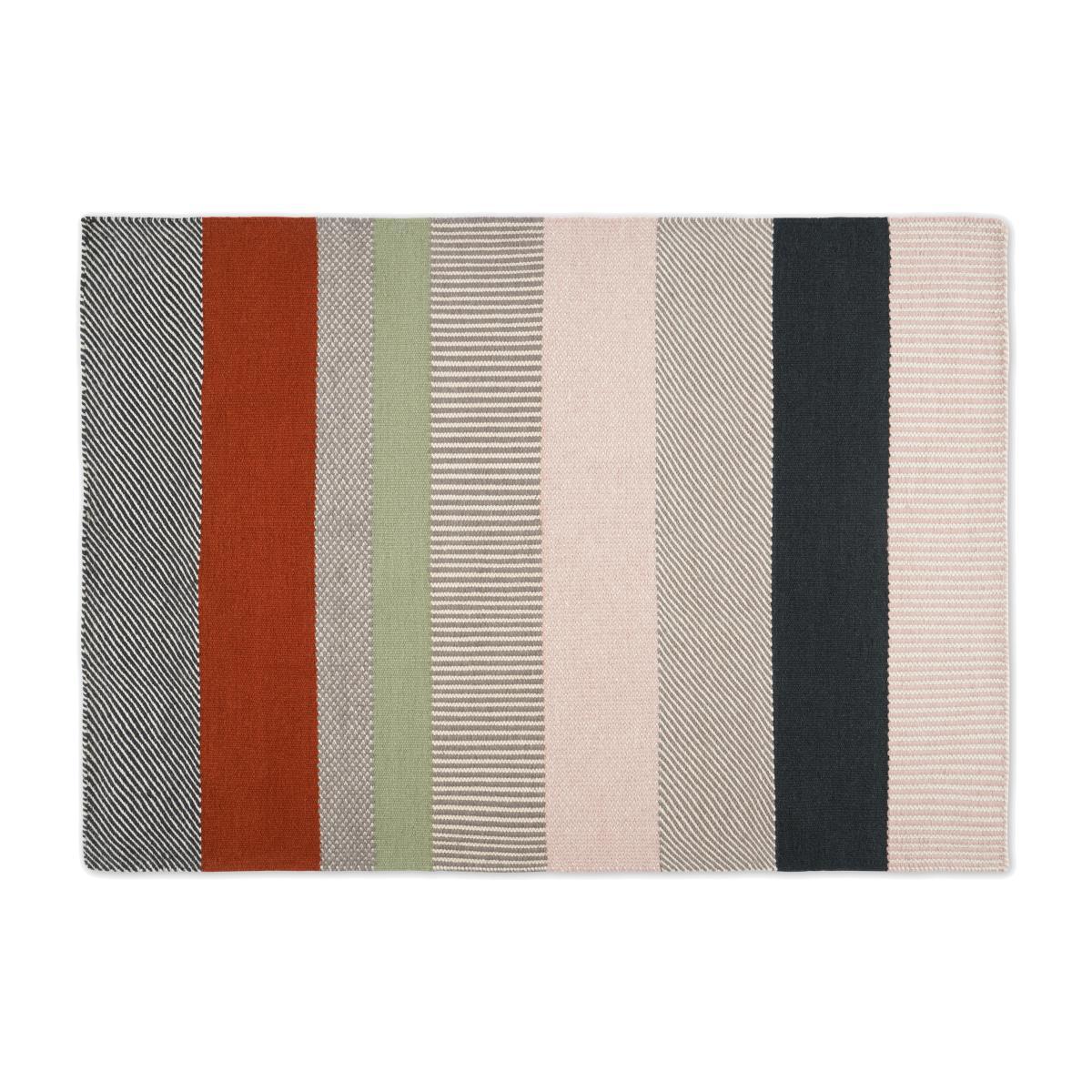 Malay Striped Wool Rug, Large 160 x 230cm, Charcoal & Terracotta – image 1
