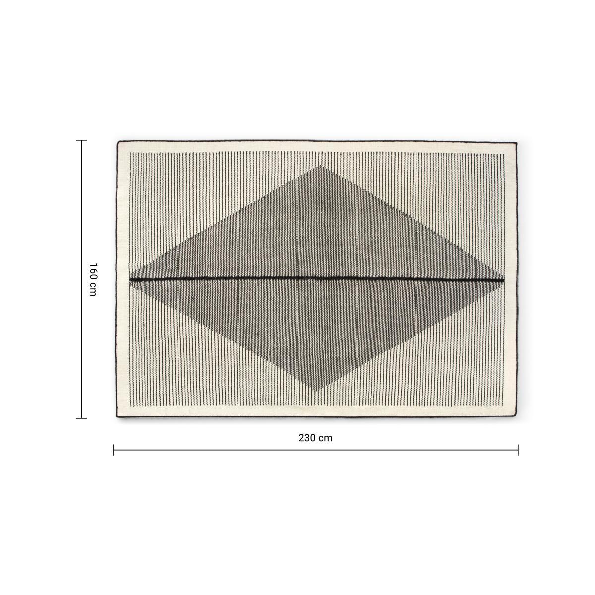 Camden Diamond Wool Rug, Large 160 x 230cm, Black and Off White – image 8