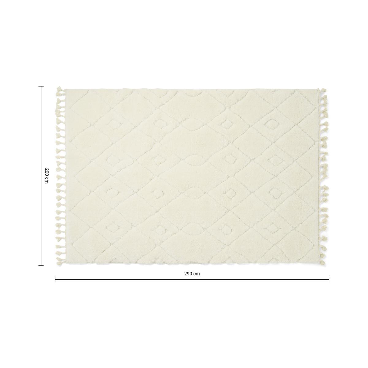 Kameli Patterned High Pile Berber Style Rug, X Large 200 x 290cm, Off-White – image 7