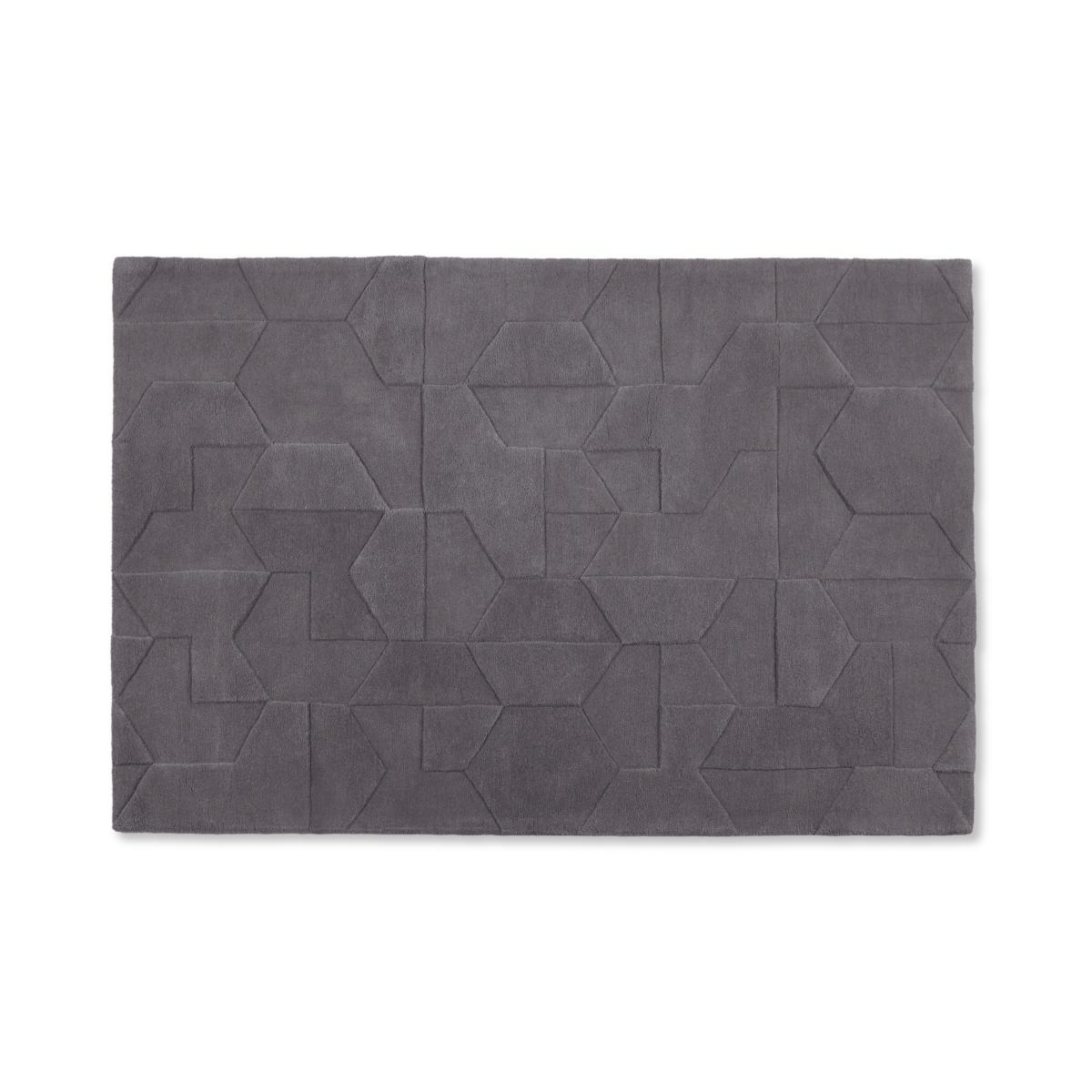Hayden Geometric Carved Wool Rug, Large 160 x 230cm, Grey – image 2
