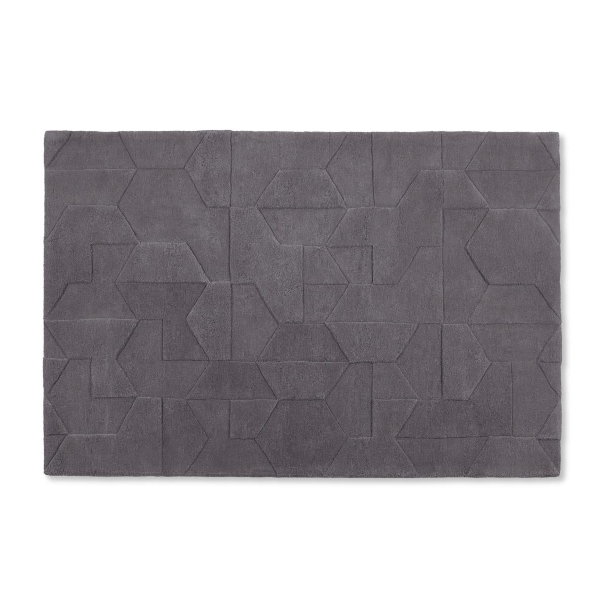 Hayden Geometric Carved Wool Rug, Large 160 x 230cm, Grey – image 3