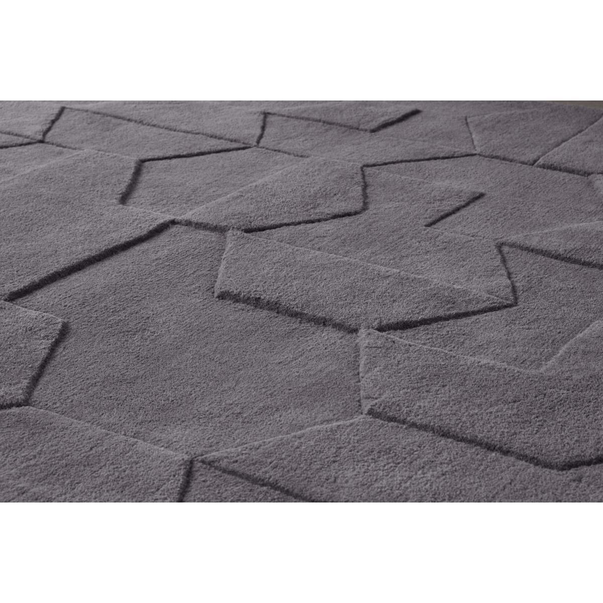 Hayden Geometric Carved Wool Rug, Large 160 x 230cm, Grey – image 7
