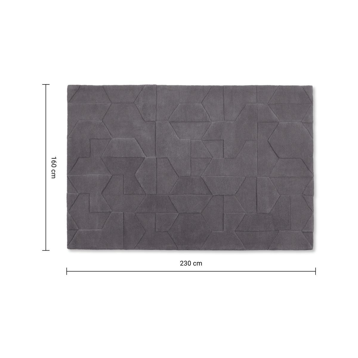 Hayden Geometric Carved Wool Rug, Large 160 x 230cm, Grey – image 8