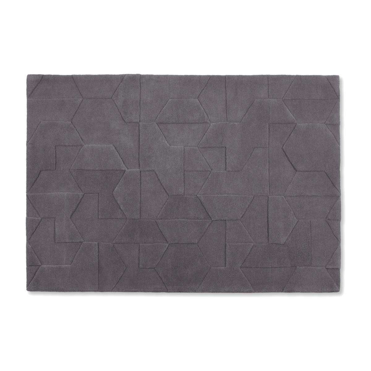 Hayden Geometric Carved Wool Rug, Large 160 x 230cm, Grey – image 1