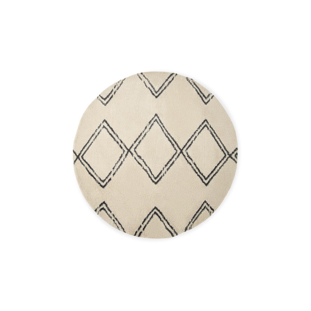 Caram Round Berber Style Rug, Large 200cm, Off-White & Charcoal Grey – image 2
