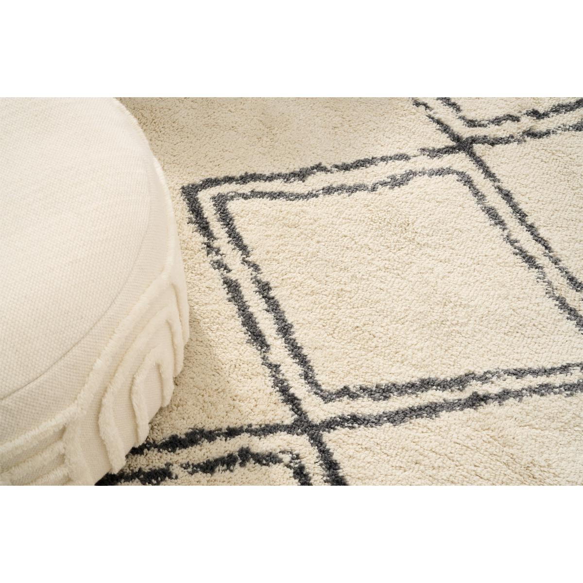 Caram Round Berber Style Rug, Large 200cm, Off-White & Charcoal Grey – image 4