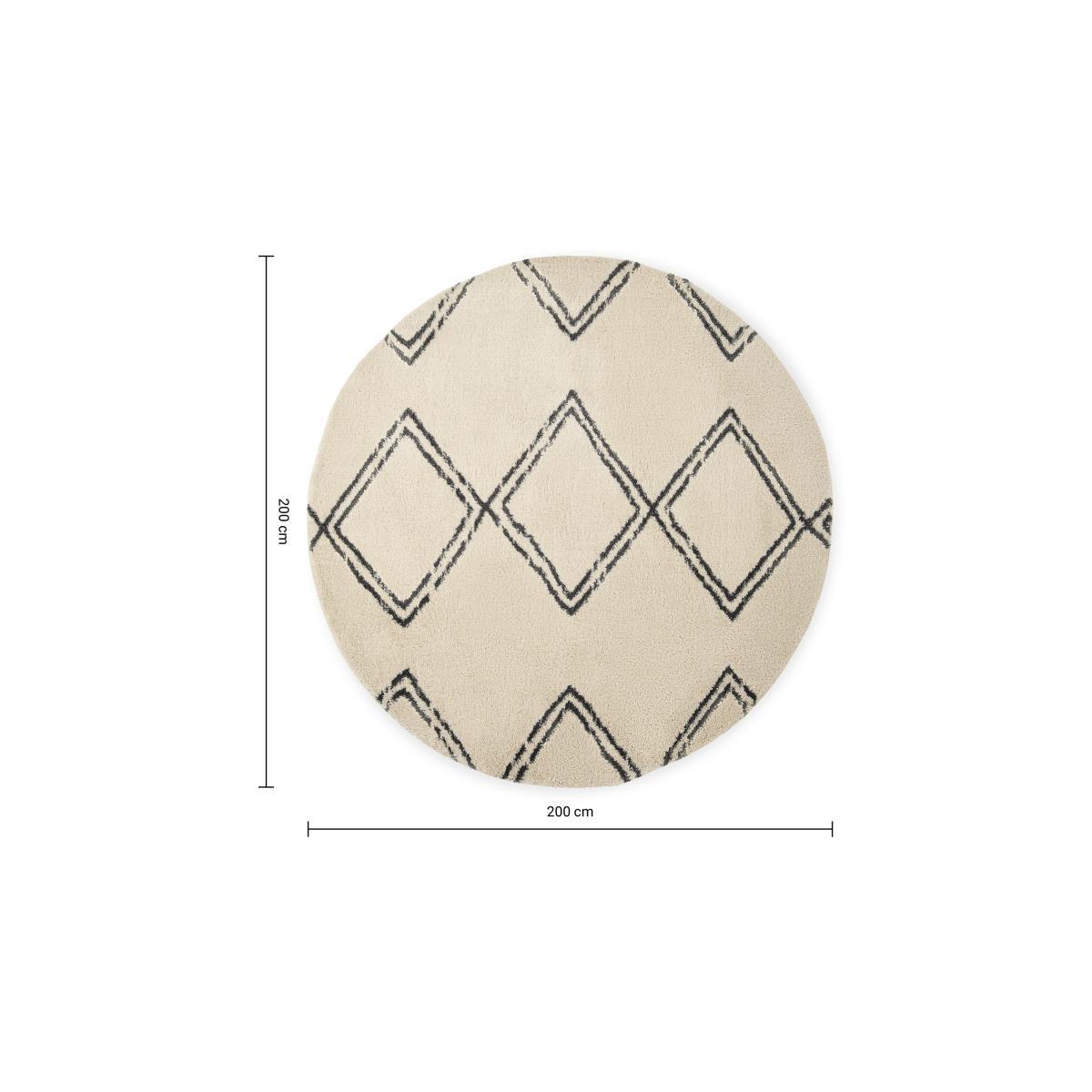 Caram Round Berber Style Rug, Large 200cm, Off-White & Charcoal Grey – image 7