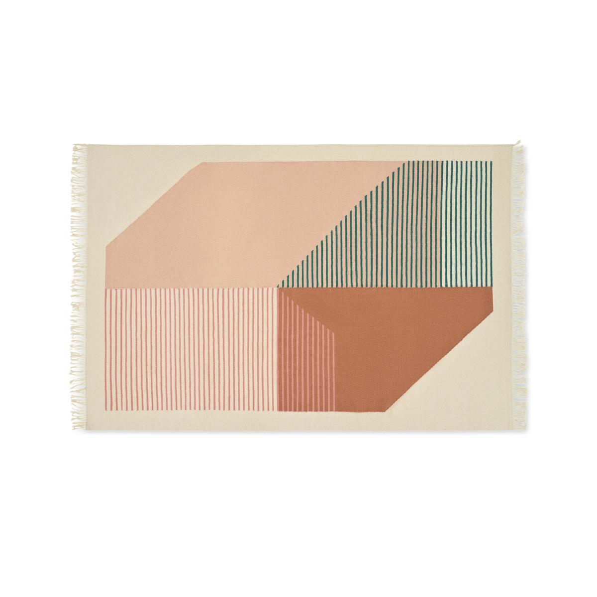 Firth Cotton Flatweave Rug, Large 160 x 230cm, Pink & Terracotta – image 2
