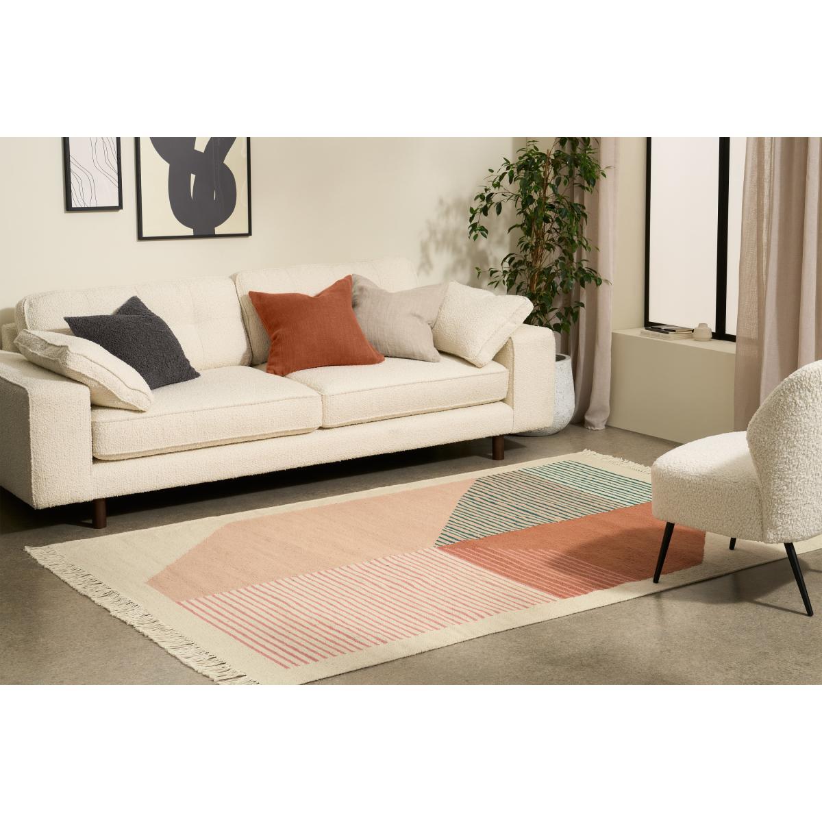 Firth Cotton Flatweave Rug, Large 160 x 230cm, Pink & Terracotta – image 3