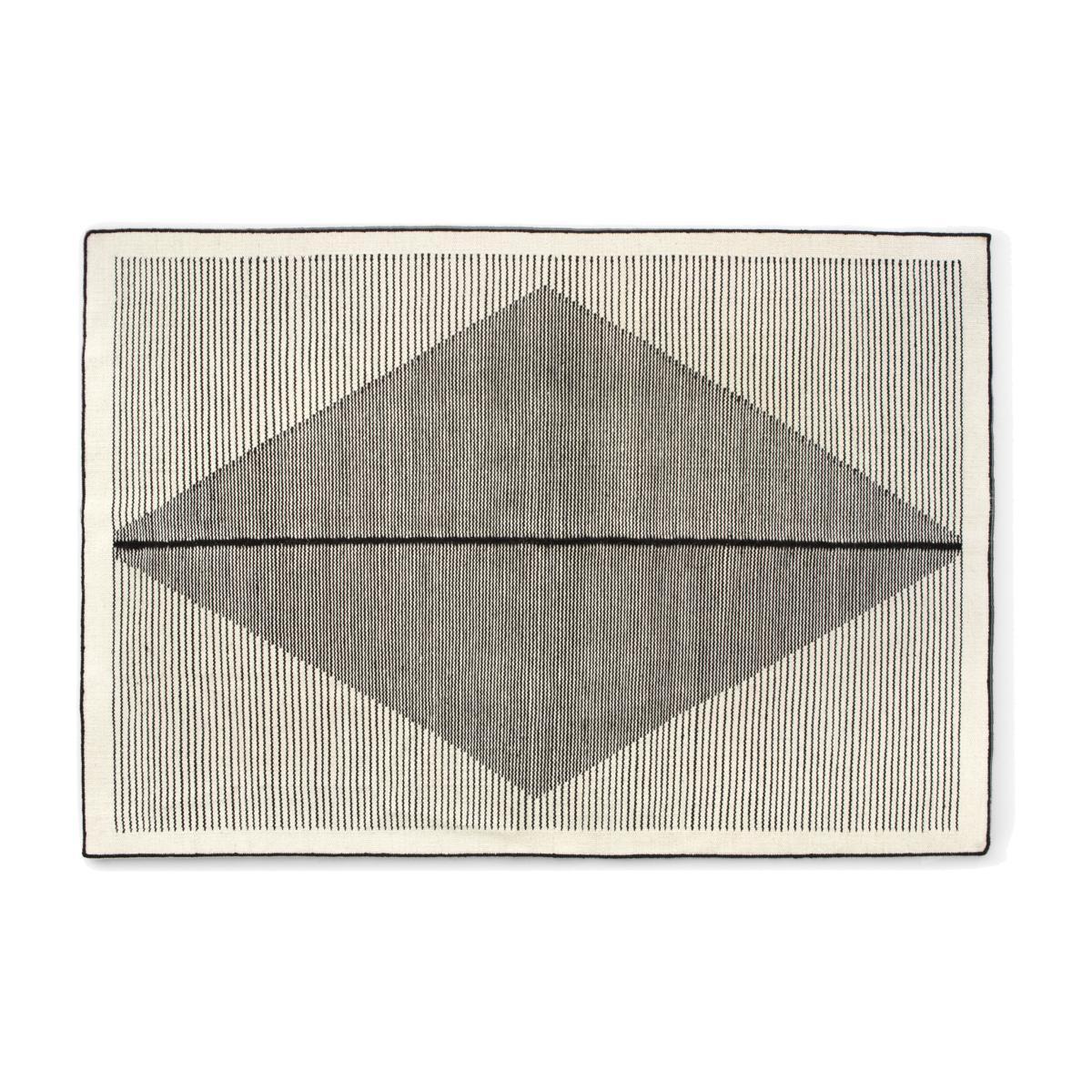 Camden Diamond Rug, Medium 140 x 200cm, Black and Off White – image 1