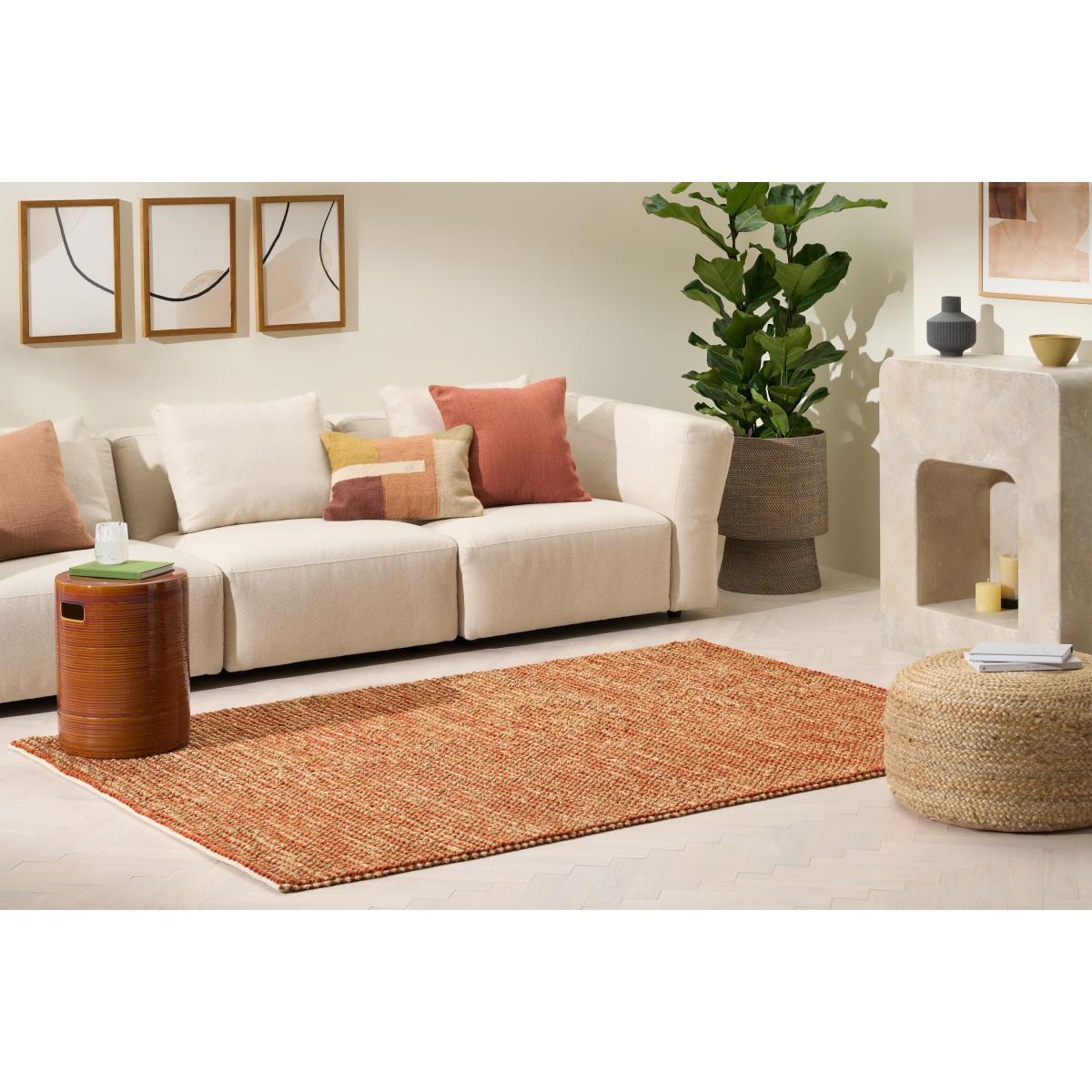 Mumbi Textured Rug, Large 160 x 230 cm, Terracotta Wool & Jute – image 3