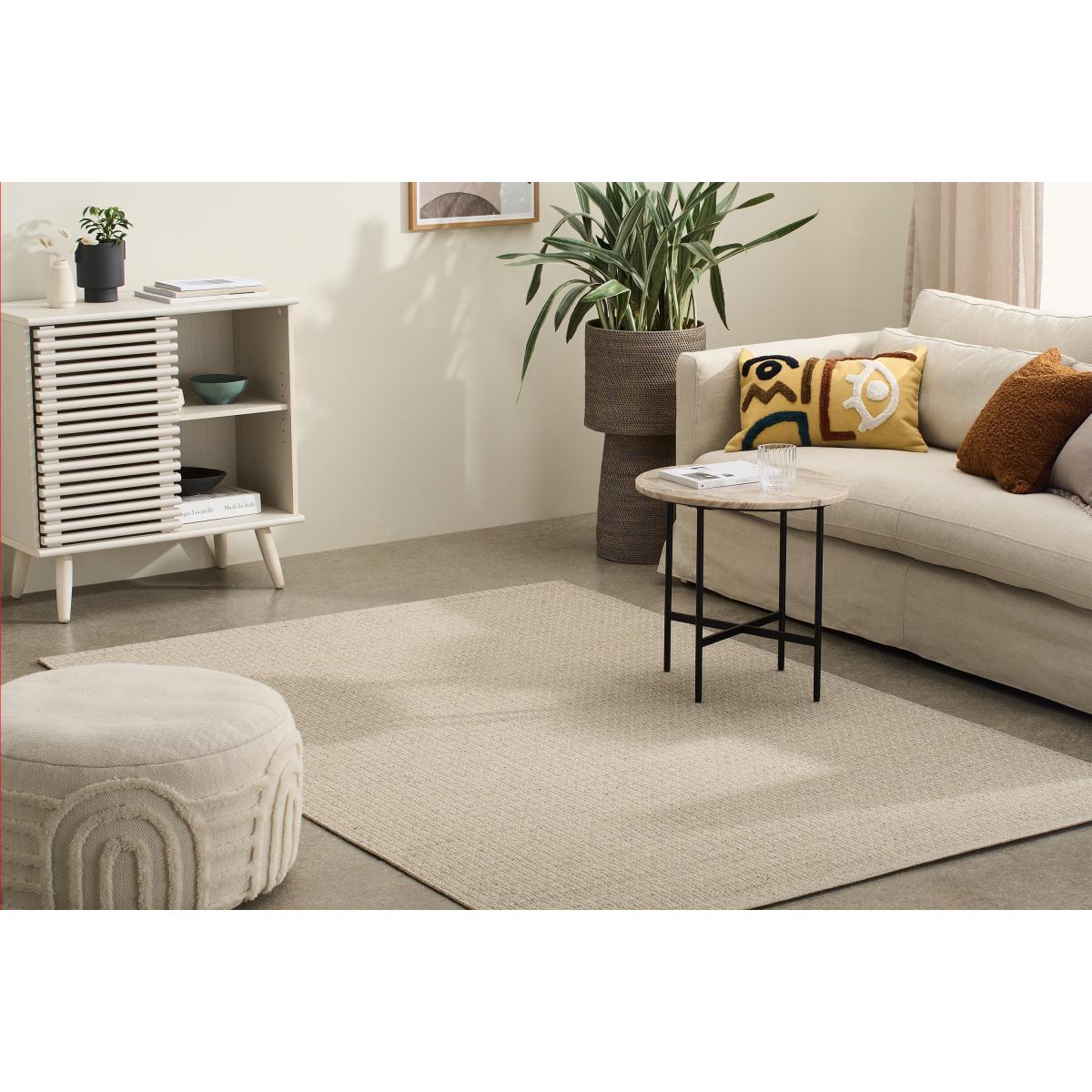Mellis Wool-Blend Flatweave Rug, Large 160 x 230cm, Natural Check – image 3