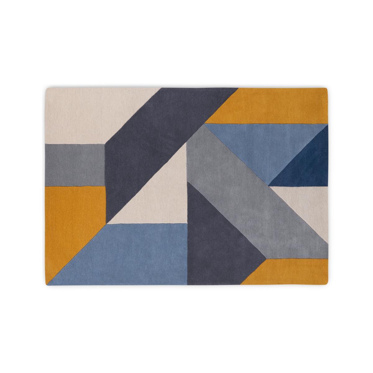 Holden Geometric Hand Tufted Wool Rug, X Large, 200 x 300cm, Tonal Blue – image 2