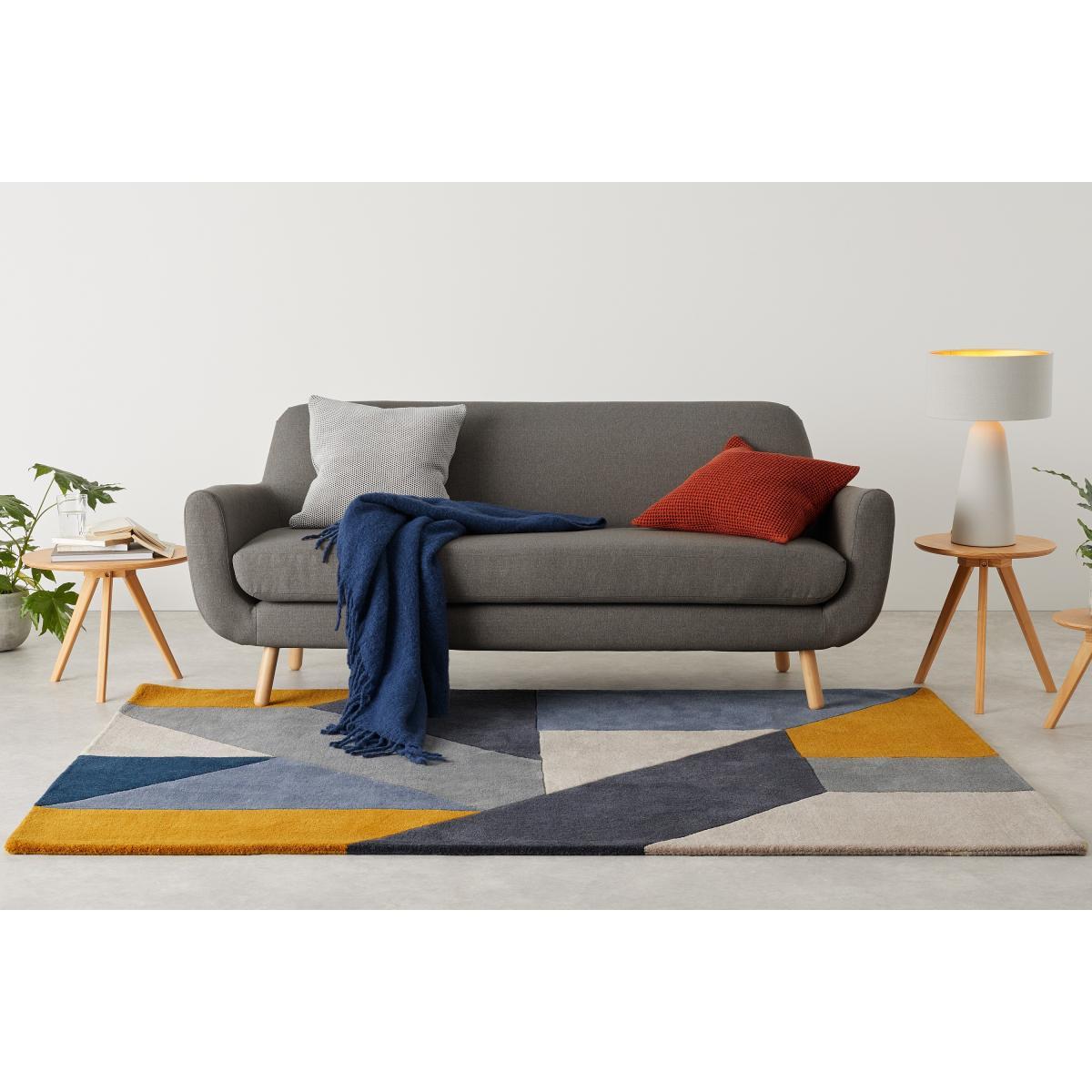 Holden Geometric Hand Tufted Wool Rug, X Large, 200 x 300cm, Tonal Blue – image 3