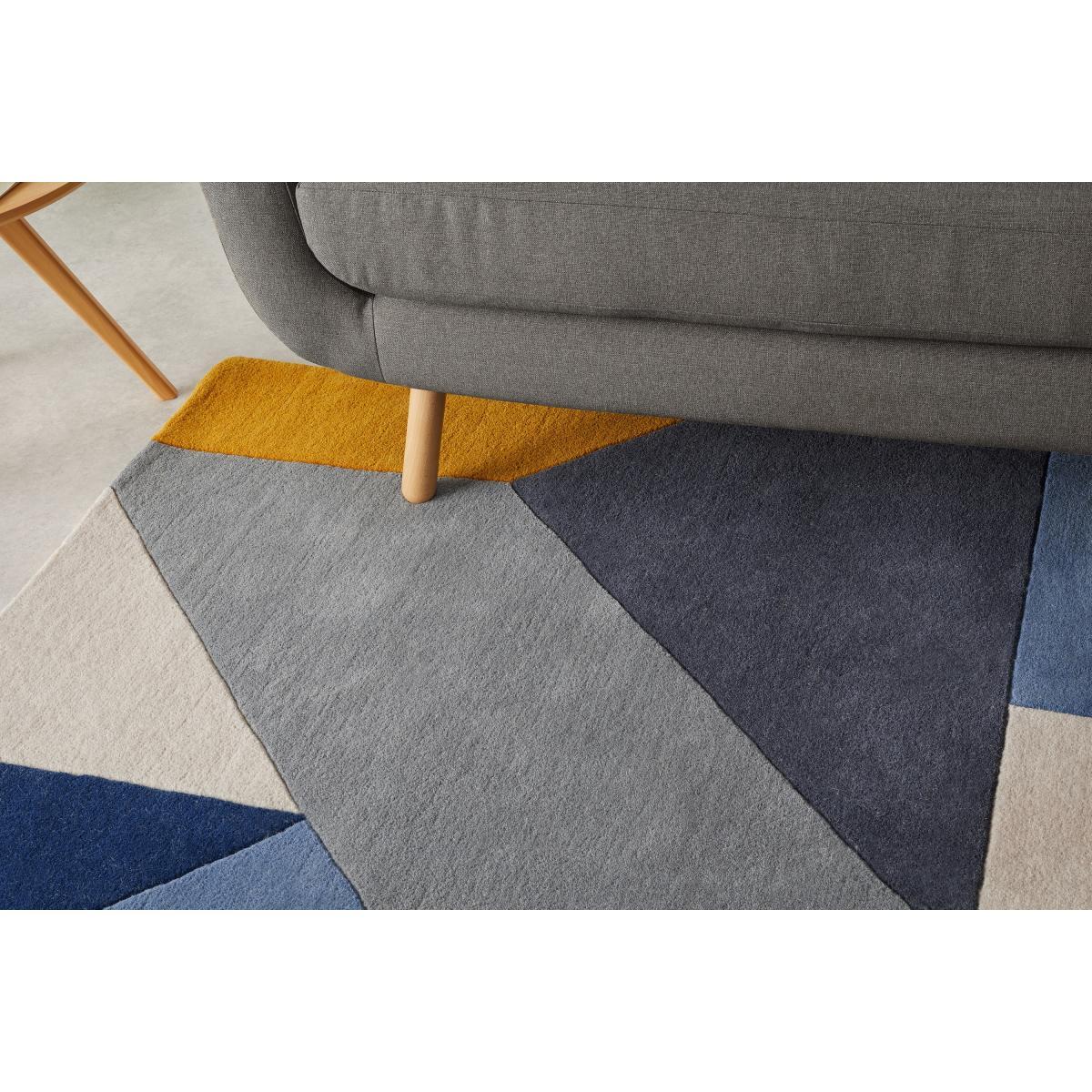Holden Geometric Hand Tufted Wool Rug, X Large, 200 x 300cm, Tonal Blue – image 5