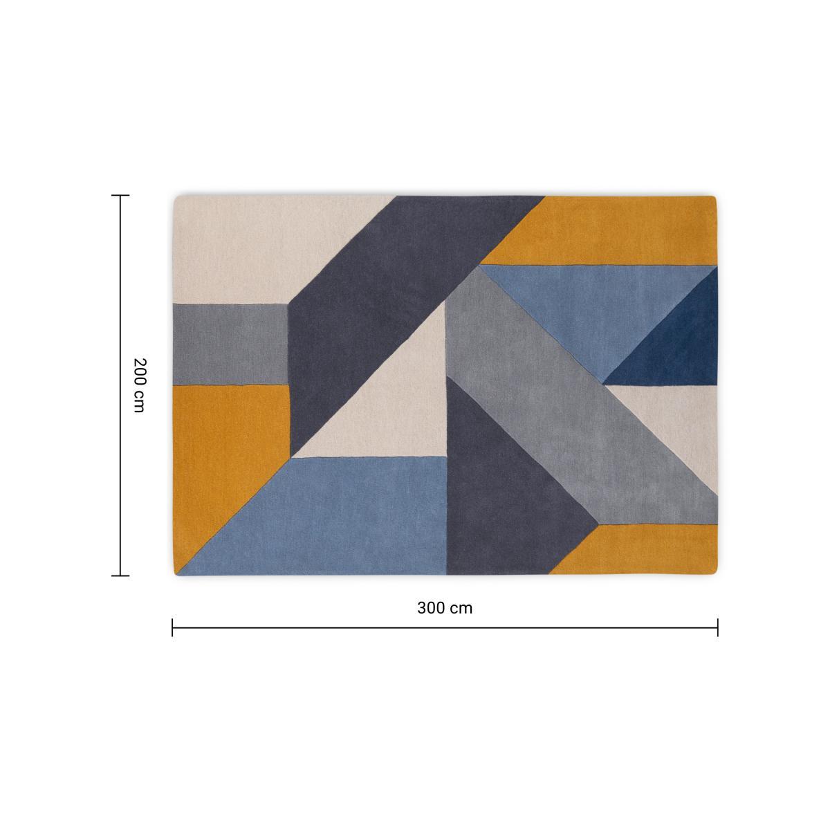 Holden Geometric Hand Tufted Wool Rug, X Large, 200 x 300cm, Tonal Blue – image 7