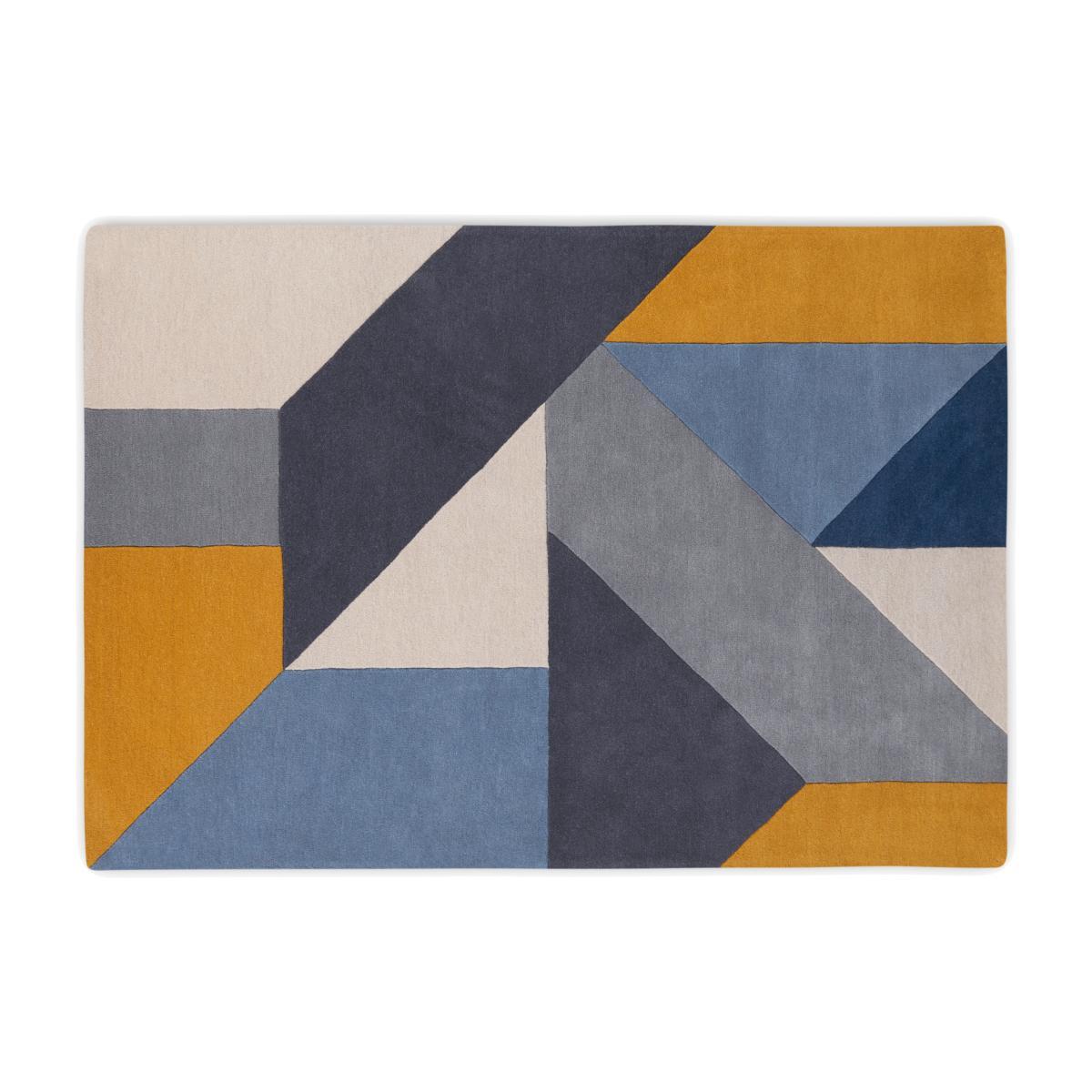 Holden Geometric Hand Tufted Wool Rug, X Large, 200 x 300cm, Tonal Blue – image 1