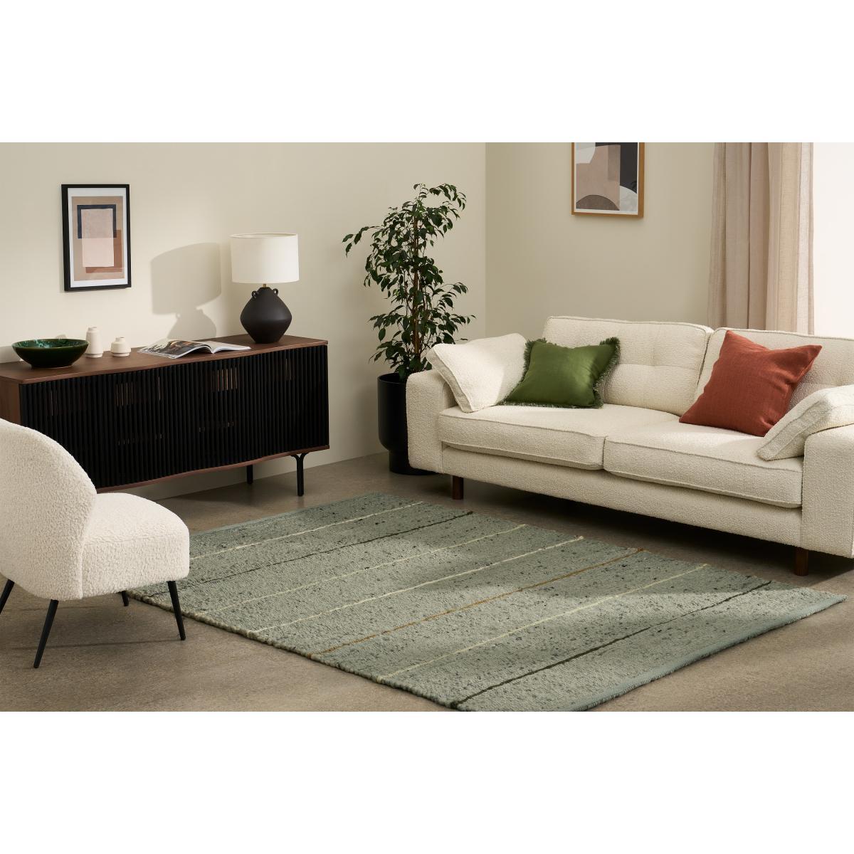 Tomillo Striped Wool Rug, Large 160 x 230cm, Sage Green – image 3