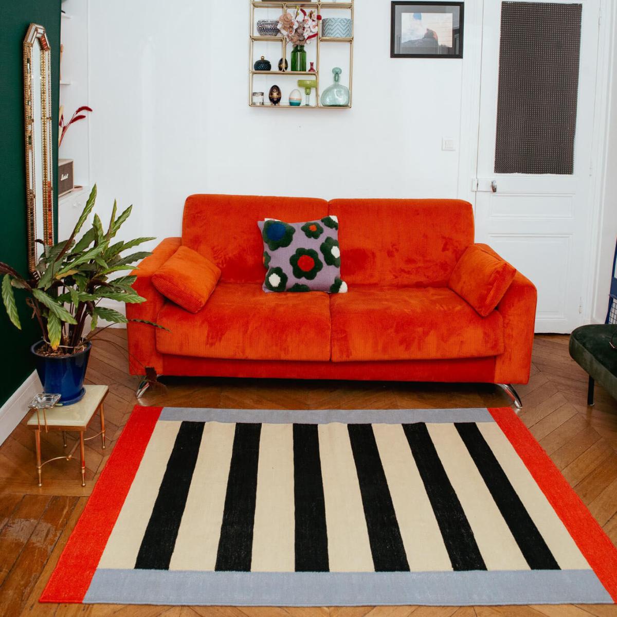 Red Symmetry Rug textile multicoloured / 180 x 120 cm - Hand-woven cotton - COLORTHERAPIS – image 2