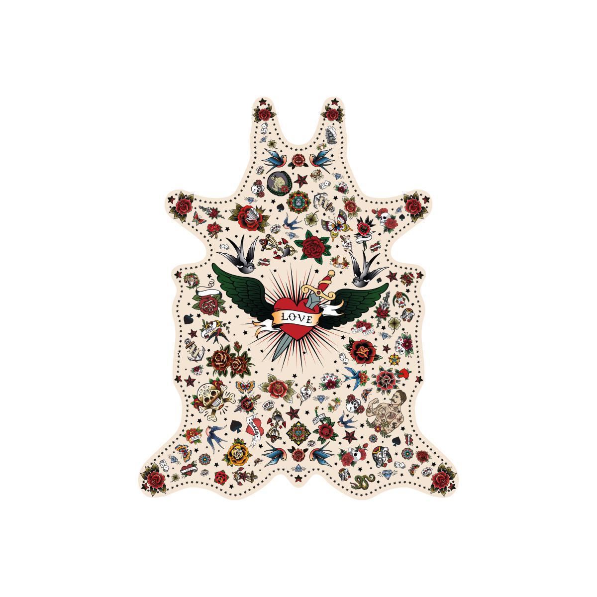 Tatoo Love Rug - / 126 x 159 cm - Vinyl by PÔDEVACHE Multicoloured – image 1