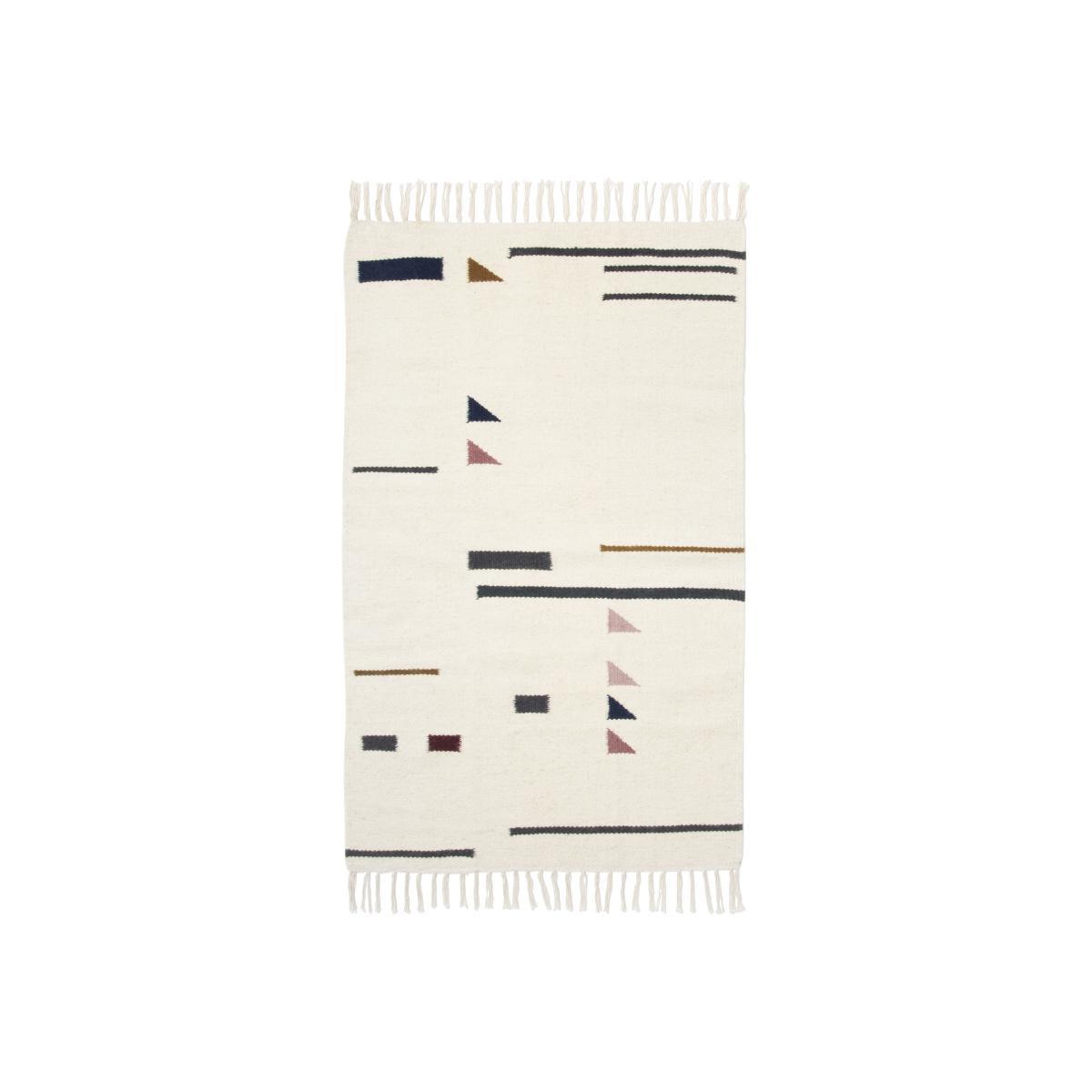 Kelim Triangles Rug - Small - 80 x 140 cm by Ferm Living White/Multicoloured – image 1