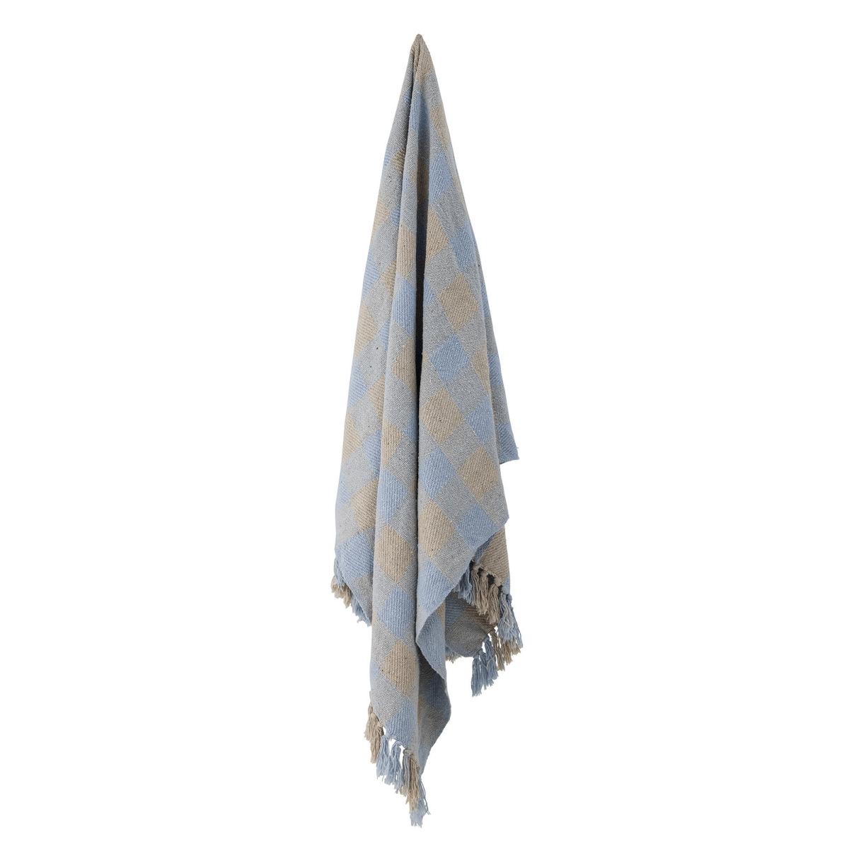 Largs Plaid textile blue / 160 x 130 cm - Recycled cotton - Bloomingville – image 2