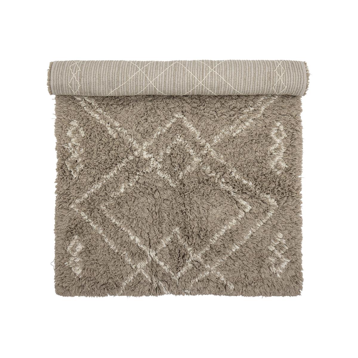 Edea Rug textile beige / 150 x 90 cm - Long shag / Cotton - Bloomingville – image 2