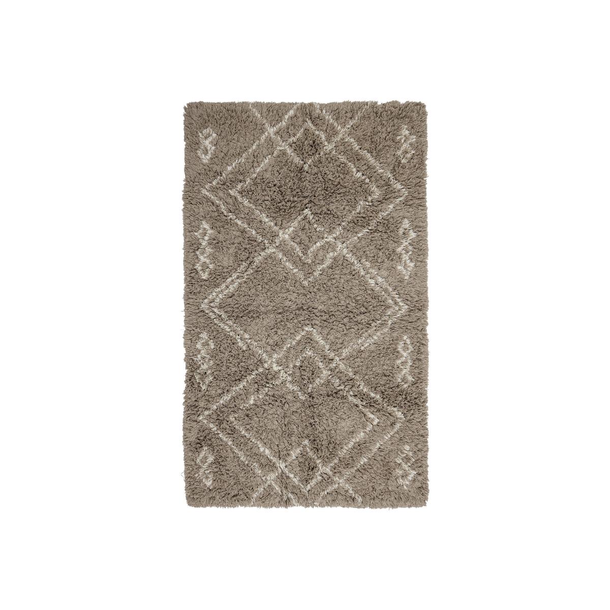 Edea Rug textile beige / 150 x 90 cm - Long shag / Cotton - Bloomingville – image 1