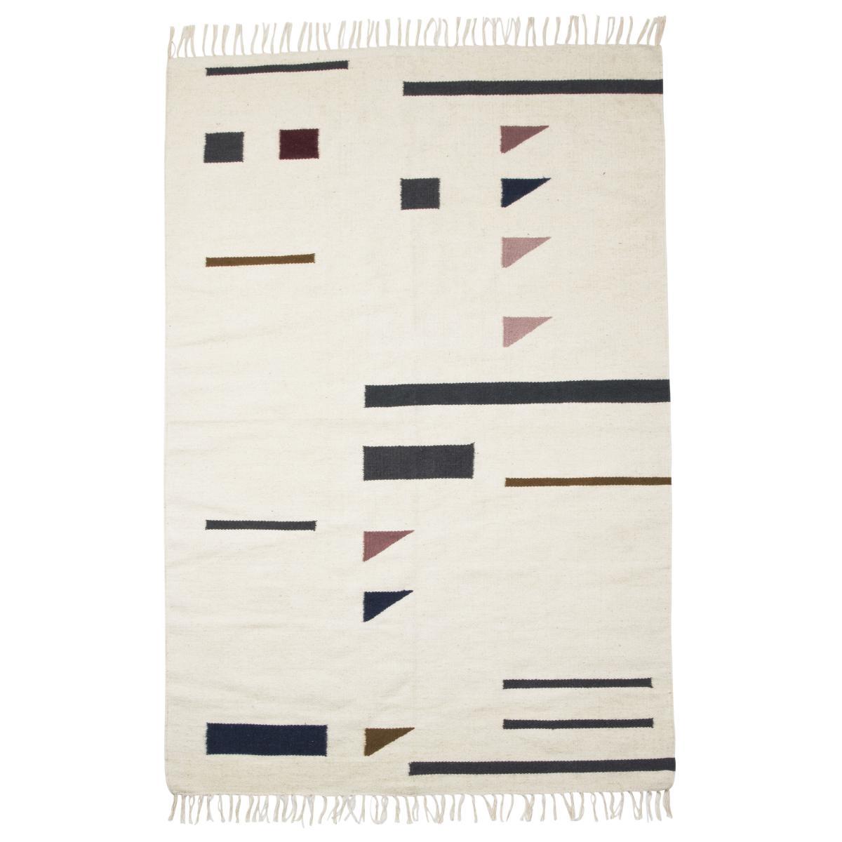 Kelim Triangles Rug - Large - 140 x 200 cm by Ferm Living White/Multicoloured – image 1