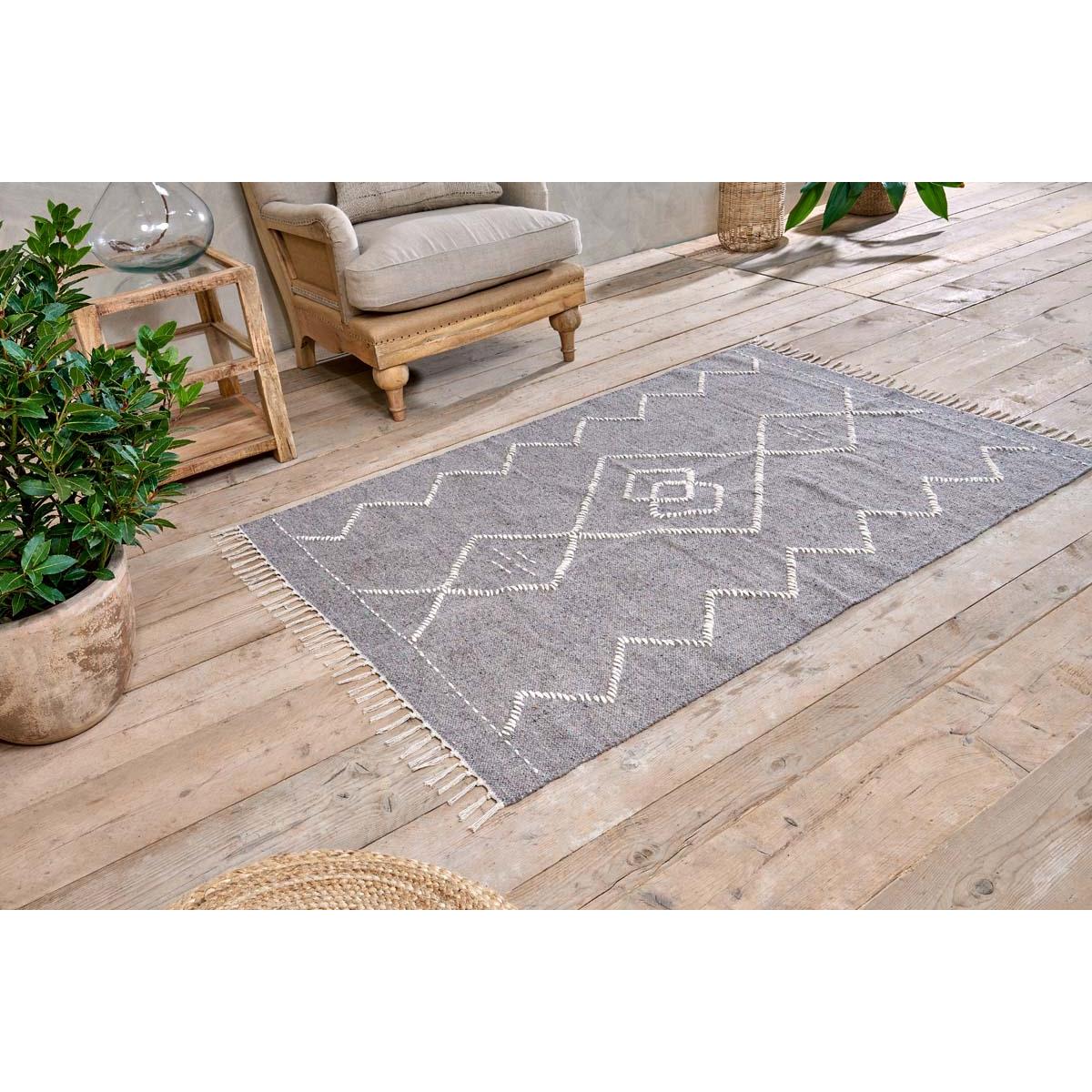 Nkuku Lamandi Recycled Rug | Rugs | Grey | 120 x 180 cm – image 1