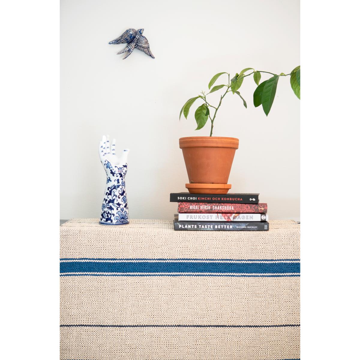 Trapeze rug indigo (cream white-blue) 80x300 cm – image 2