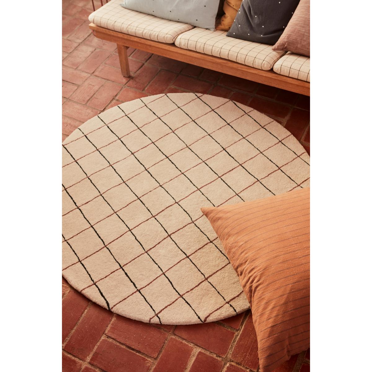 Grid round rug Ø140 cm Off white – image 2