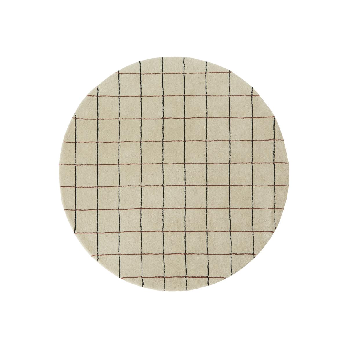 Grid round rug Ø140 cm Off white – image 1