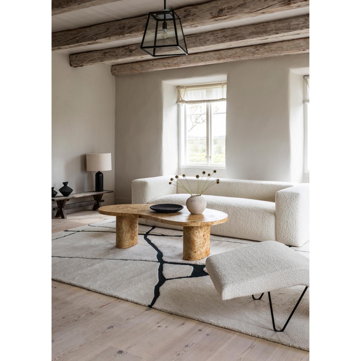 Layered Gute wool rug Black and white 180x270 cm – image 3