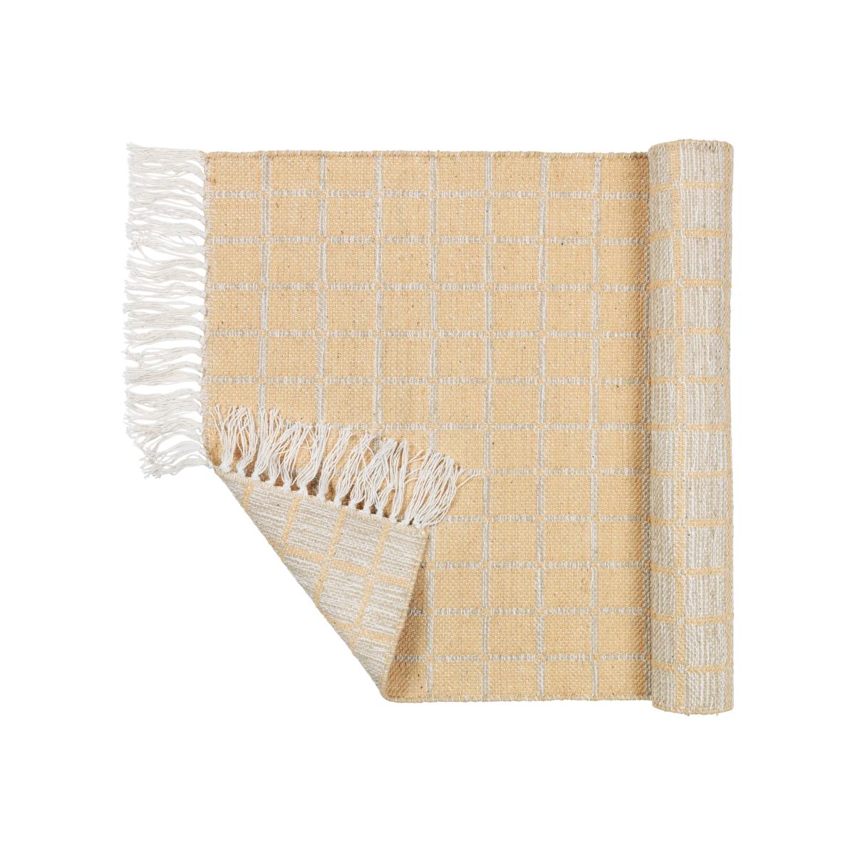 Henny cotton rug 140x200 cm light grey-yellow