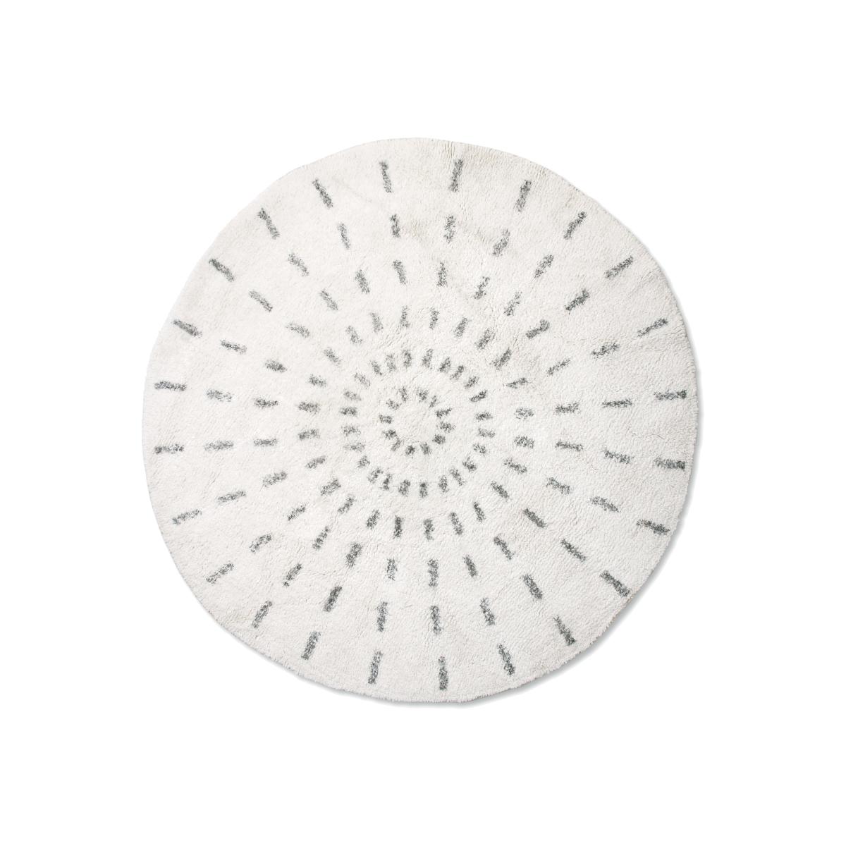 Swirl bathroom rug Ø120 cm black and white
