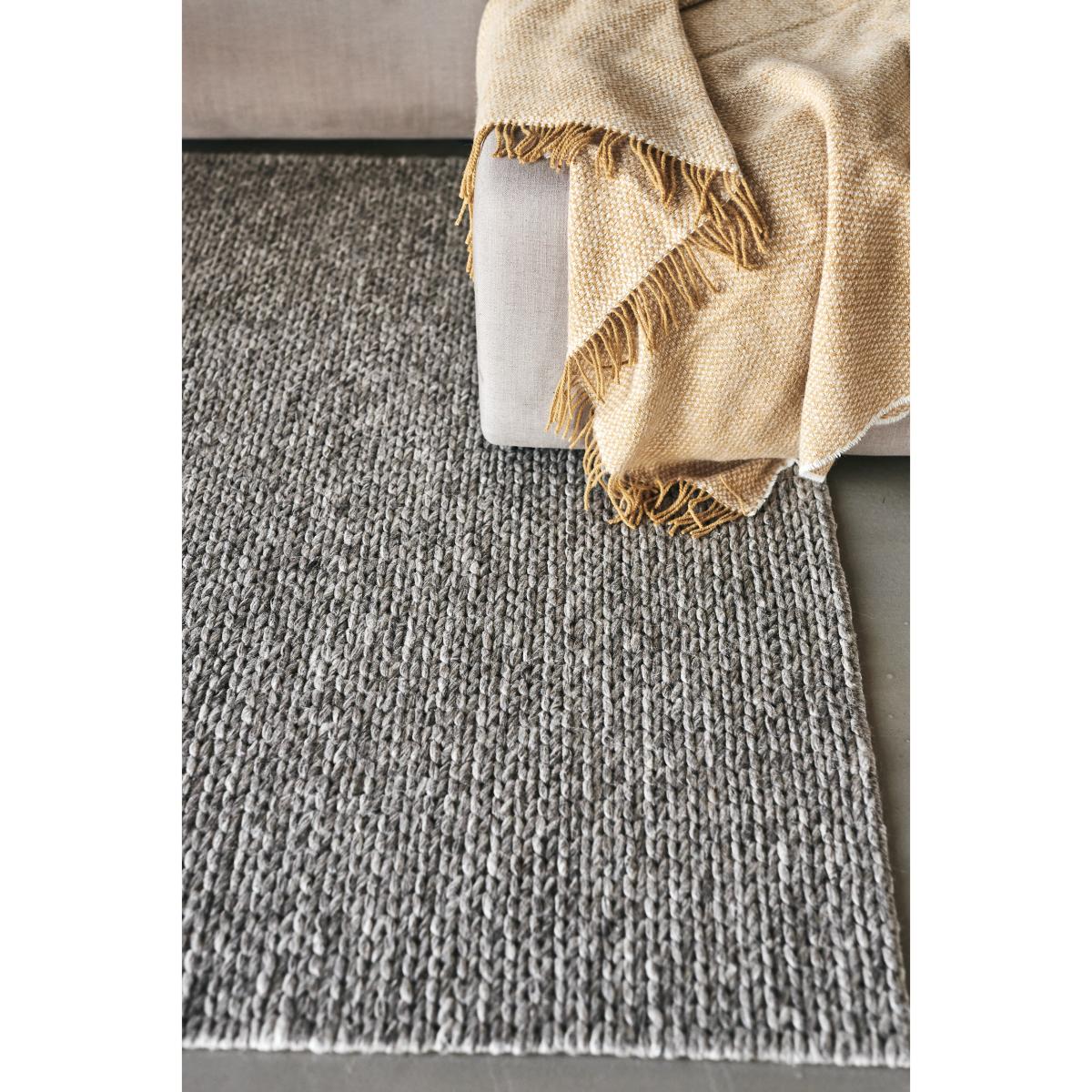 Braided wool carpet natural grey 170x240 cm – image 5