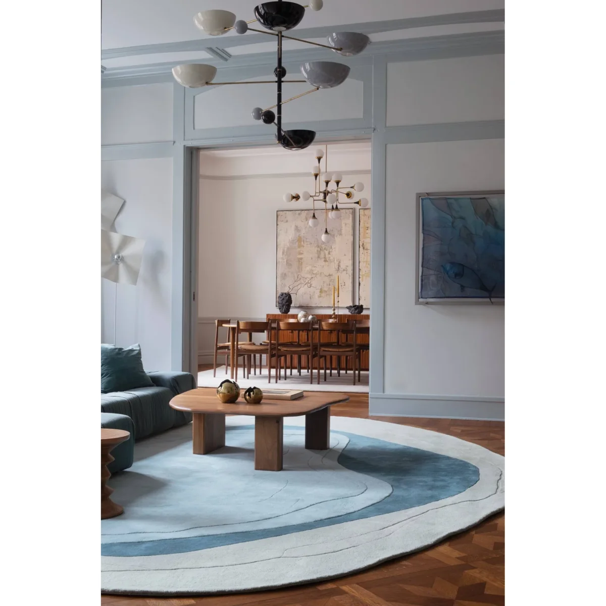 Layered Erik Bratsberg Lozza wool rug Teal 230x300 cm – image 2