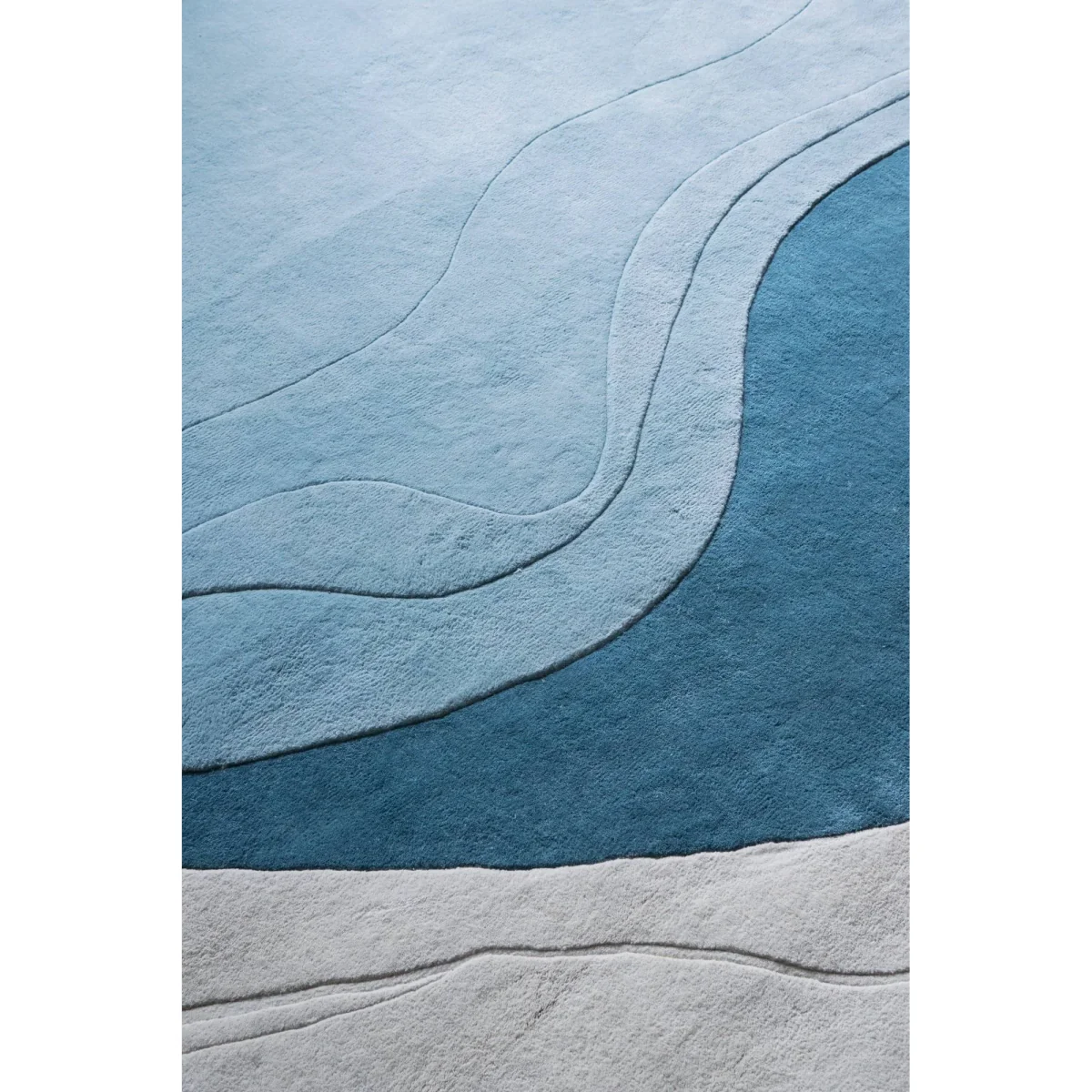 Layered Erik Bratsberg Lozza wool rug Teal 230x300 cm – image 3