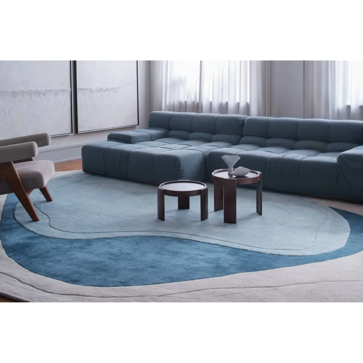 Layered Erik Bratsberg Lozza wool rug Teal 230x300 cm – image 5