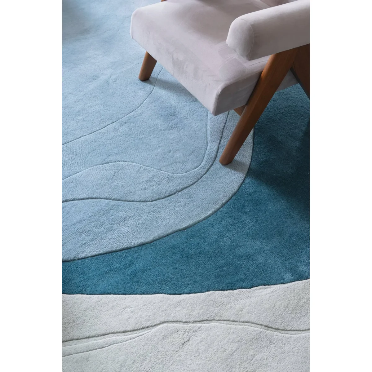 Layered Erik Bratsberg Lozza wool rug Teal 230x300 cm – image 6