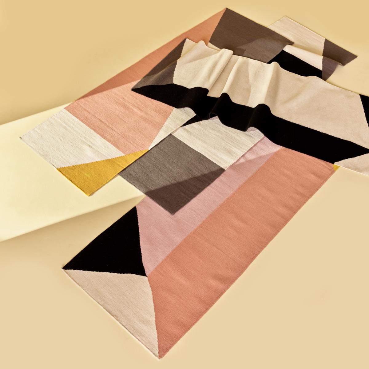 Triangles blocks kelim rugn natural white 80x240 cm – image 2