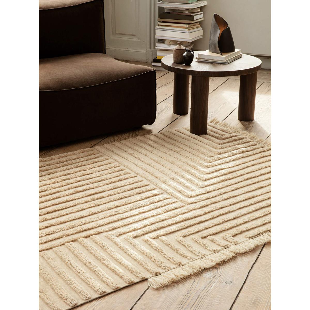 Crease wool carpet 140x200 cm Light Sand – image 2