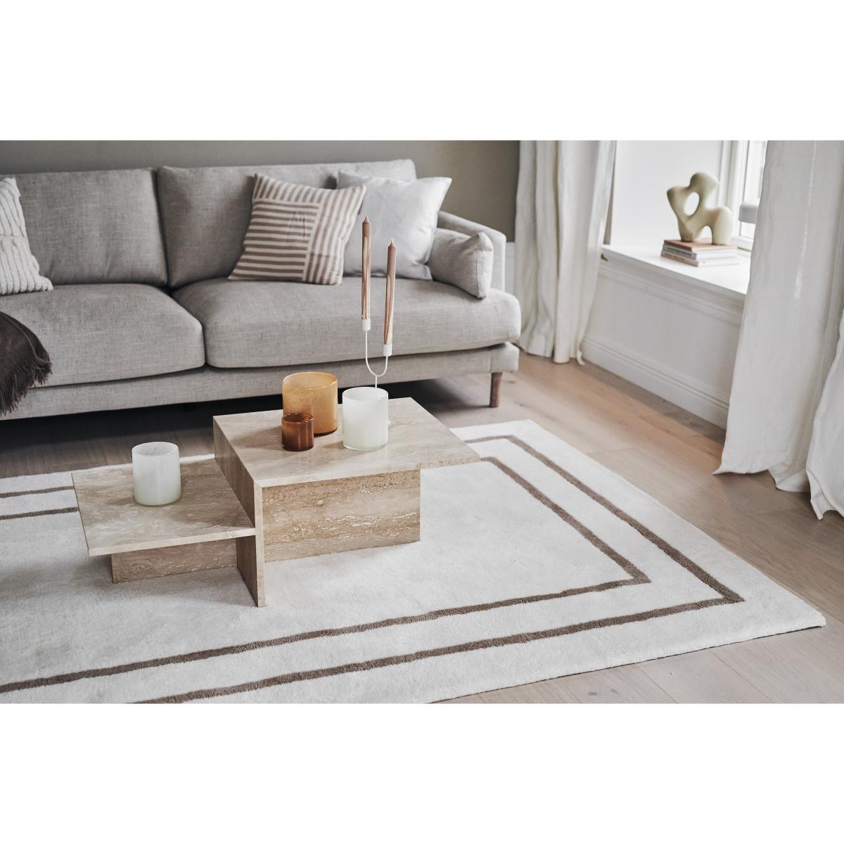 Borders wool carpet white-beige 170x240 cm – image 4